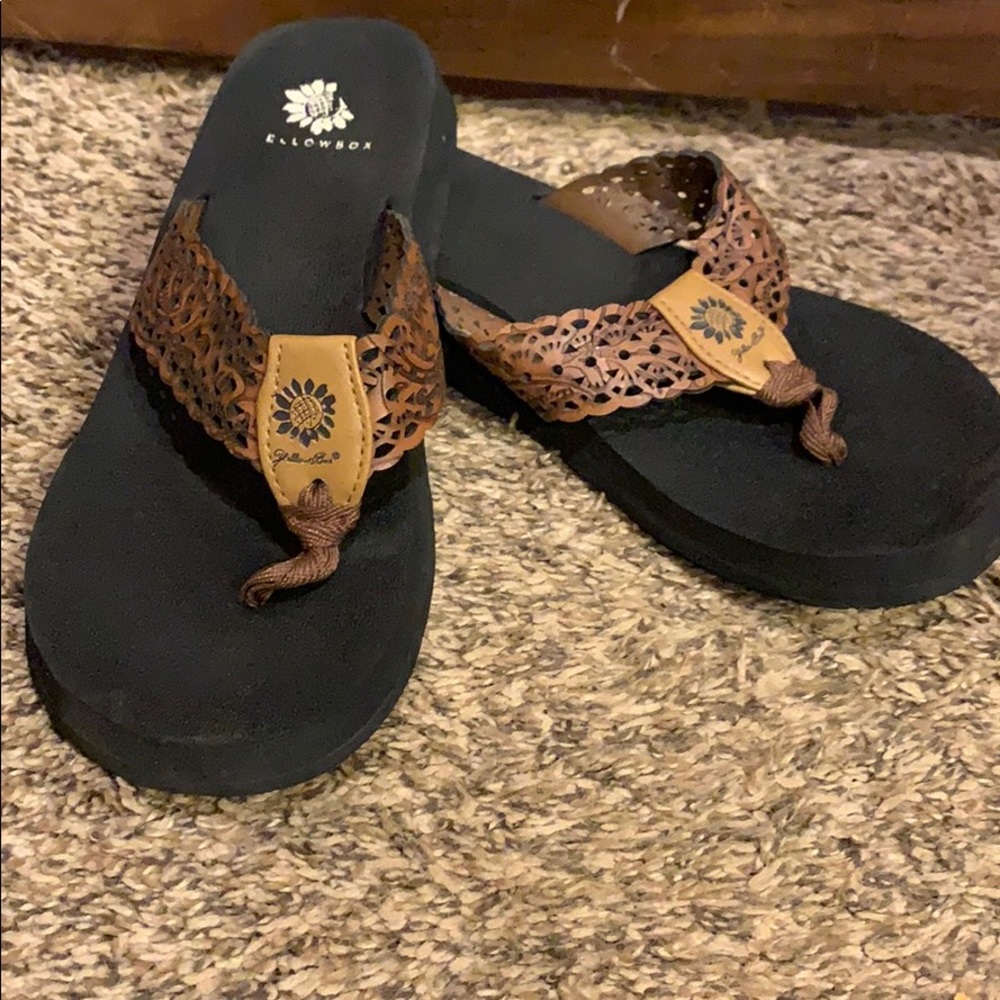 Yellow Box flip flops